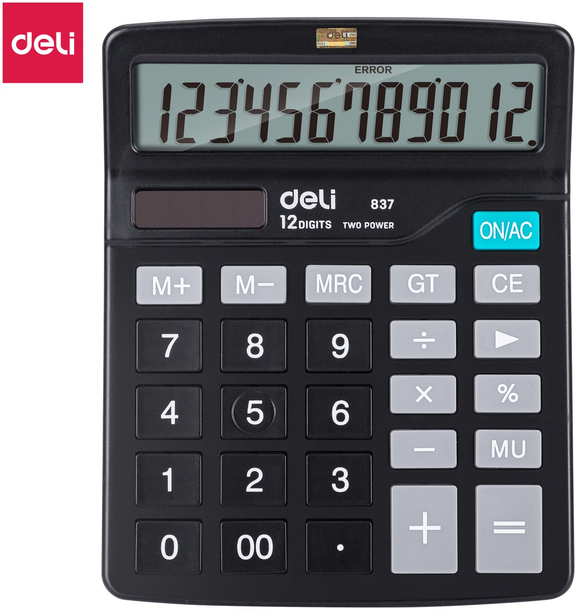 Rekenmachine desktop Deli zwart - 12 digits