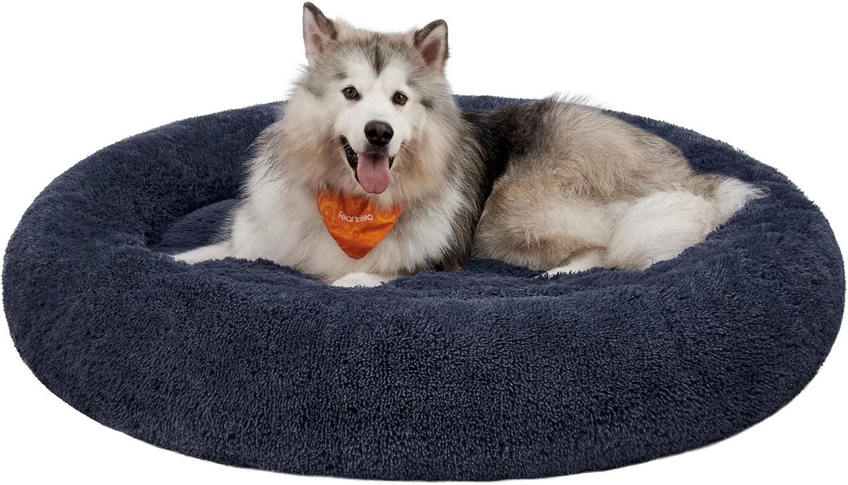 Extra Groot Hondenbed en Kattenmand | Comfortabel Donut Kussen | 140 cm Doorsnede | Wasbaar Pluche