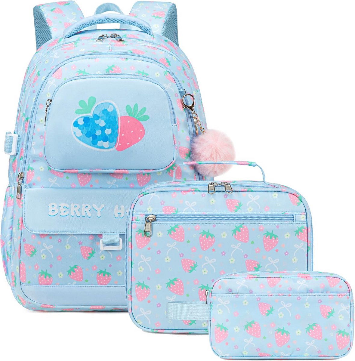 Meisjes Schooltas Set 3-delig: Rugzak, Lunchtas & Pennenhouder voor Basis- en Middelbare School