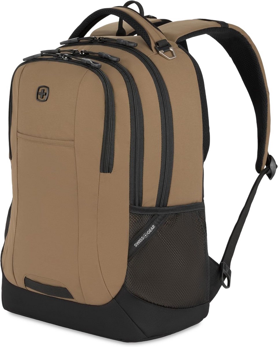 Stevige Laptoptas Rugzak voor 18 Inch Notebooks in Pastelbruin en Zwart