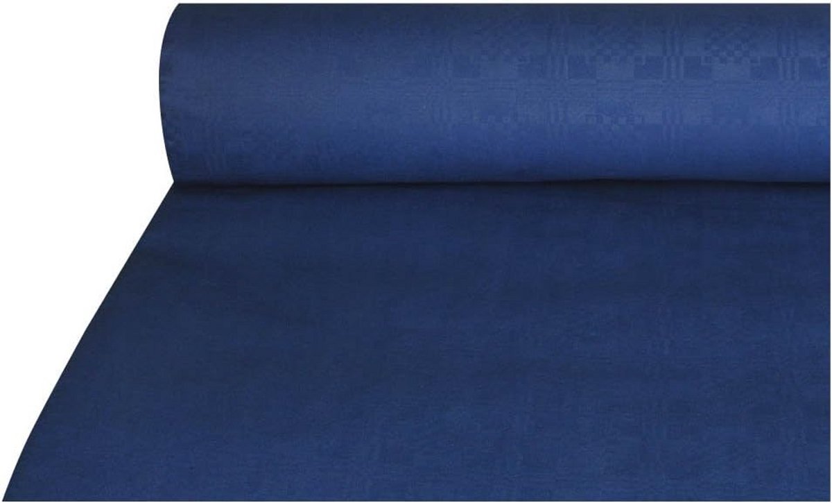Damast Tafelkleed op Rol Donkerblauw Papier 50 Meter Lang
