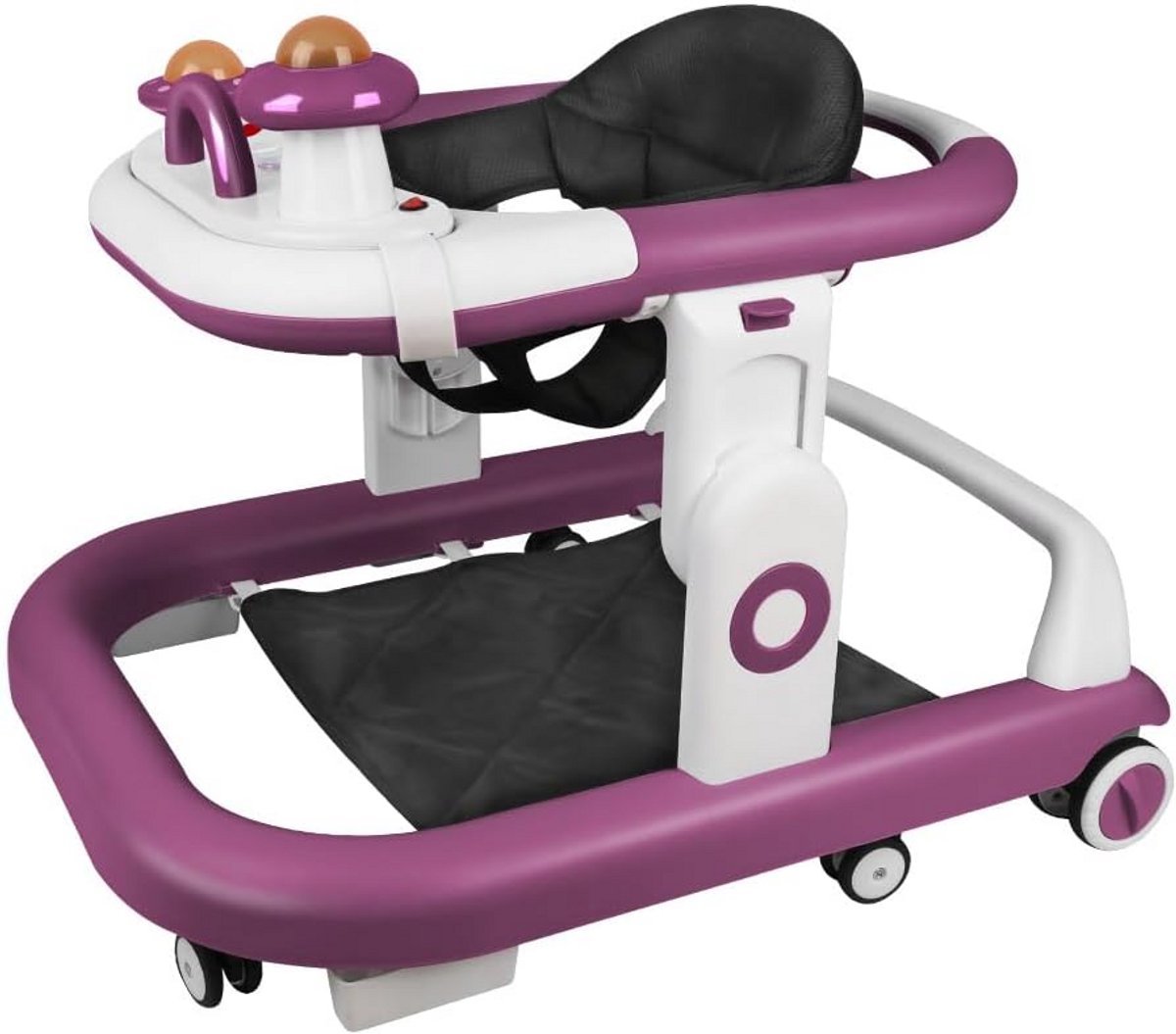 4-in-1 Loopwagen voor Baby's met Muziekbord en Opvouwbaar Frame, In ...
