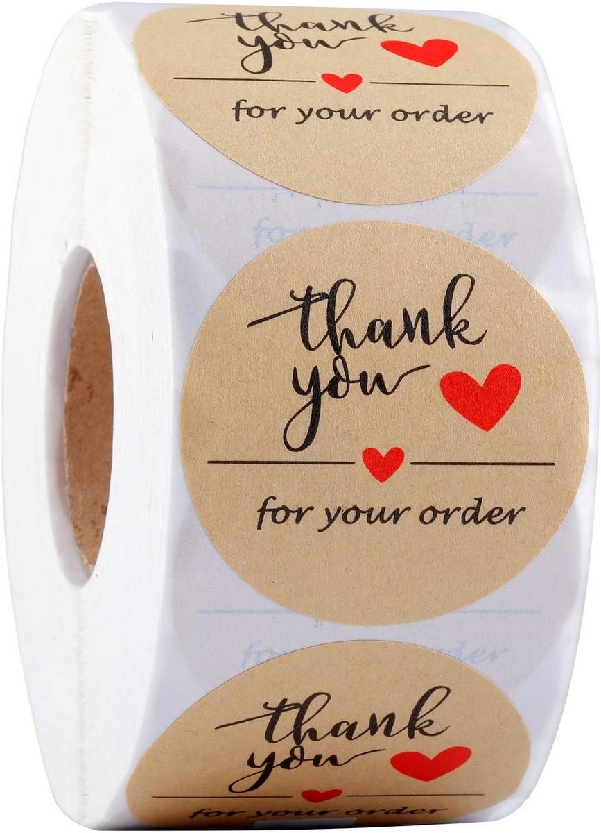 Ronde Bedankstickers Kraftpapier 1000 Stuks voor Verpakkingen en Kleine Bedrijven