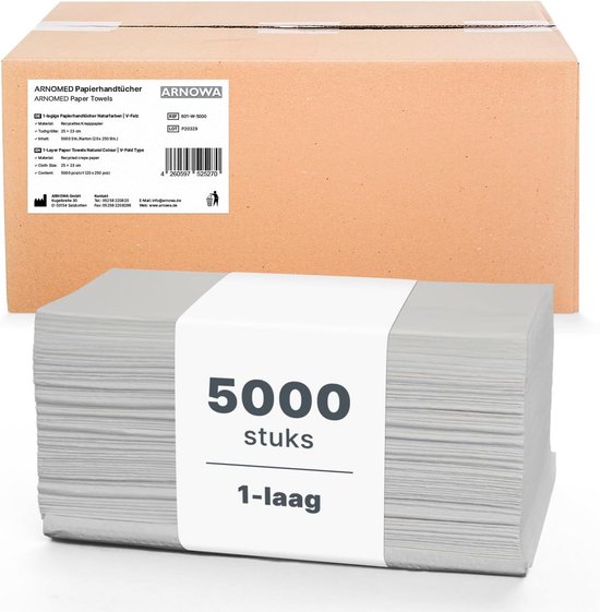 5000 Papierhandtücher Grau | 25x23 Cm | ZZ-/V-Falz 1-lagig | Großpack (20x250 5000 Papierhandtücher Grau | 25x23 Cm | ZZ-/V-Falz 1-lagig | Großpack (20x250