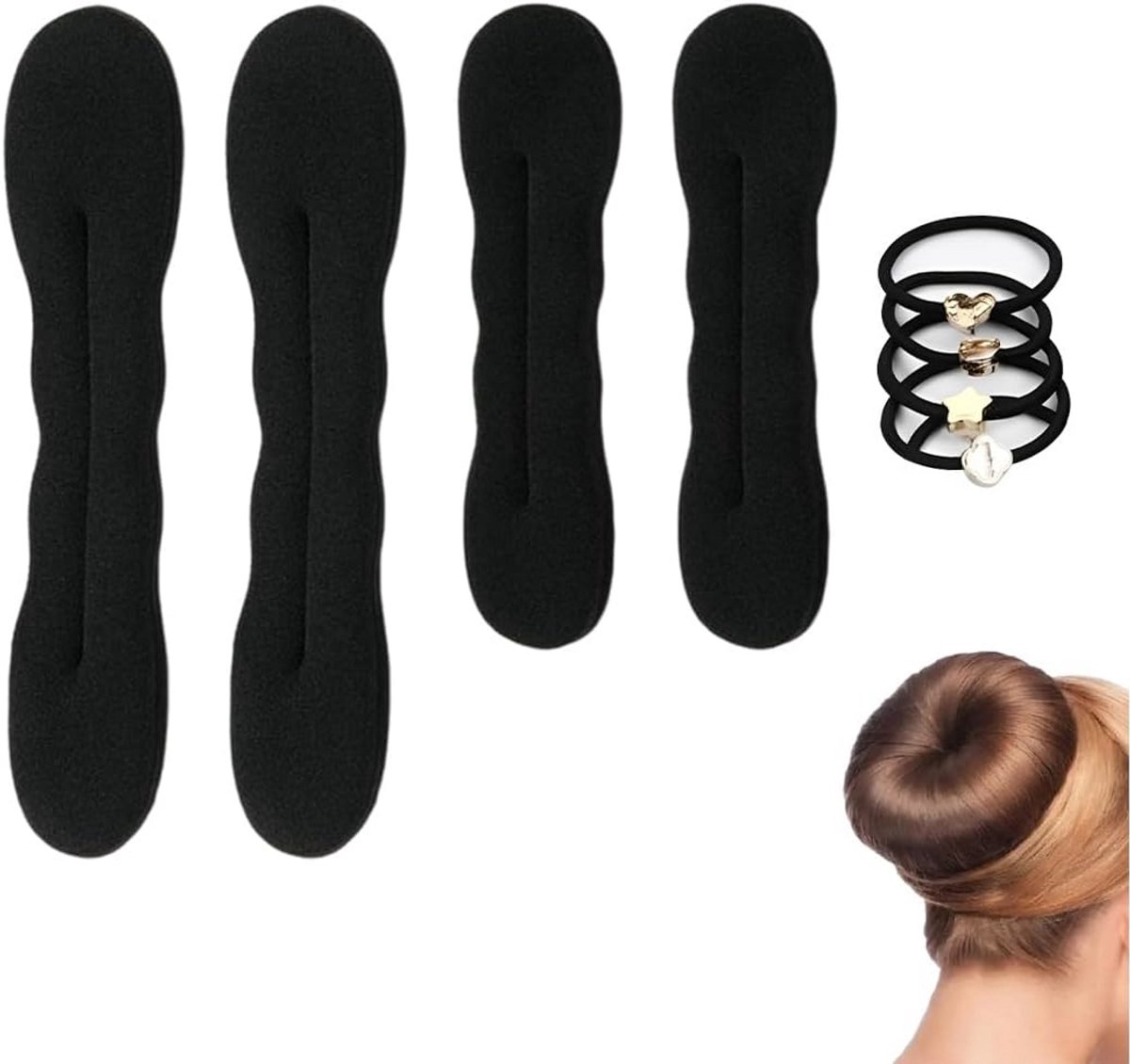 Haarknot Set met 4x Sponsclip voor Perfecte Haarstyling