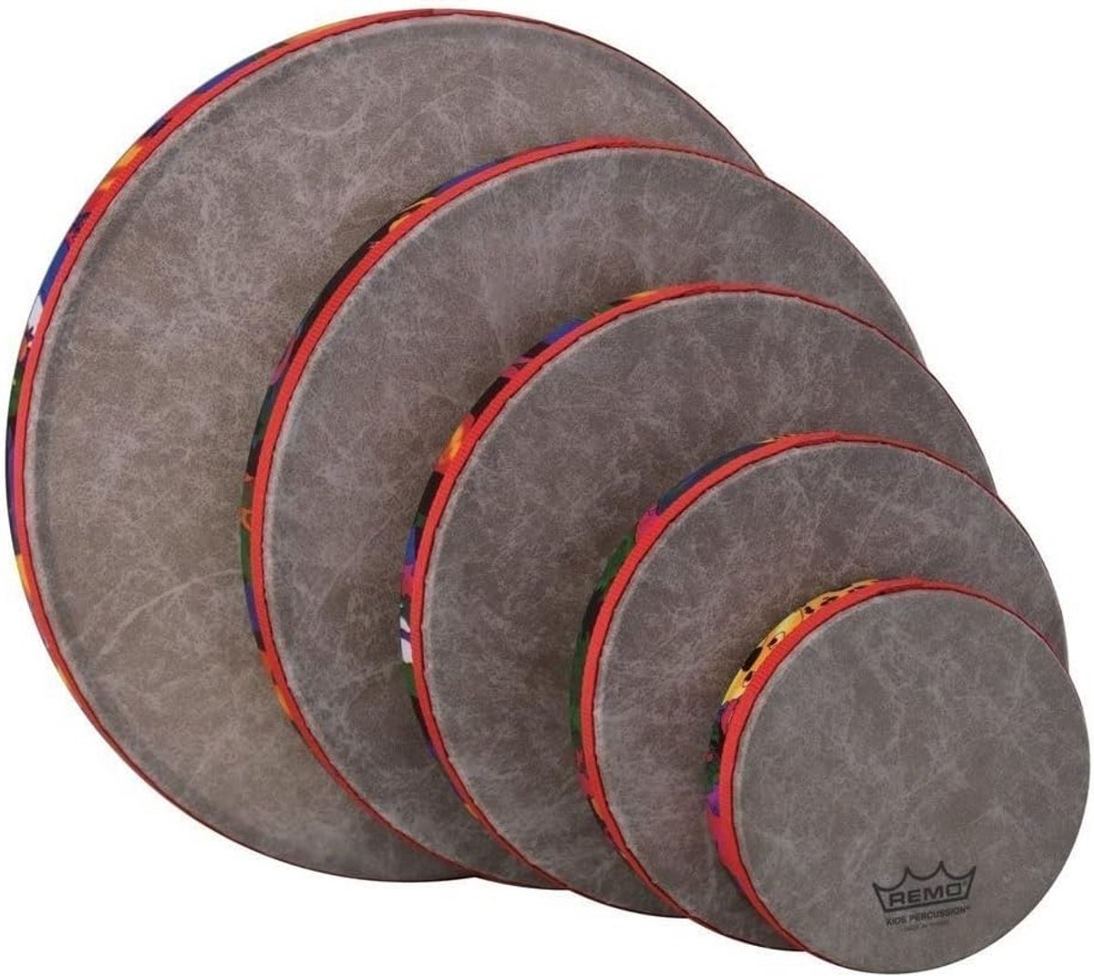 Set van 5 Diverse Kinder Percussie Frame Drums met Regenwoud Ontwerp