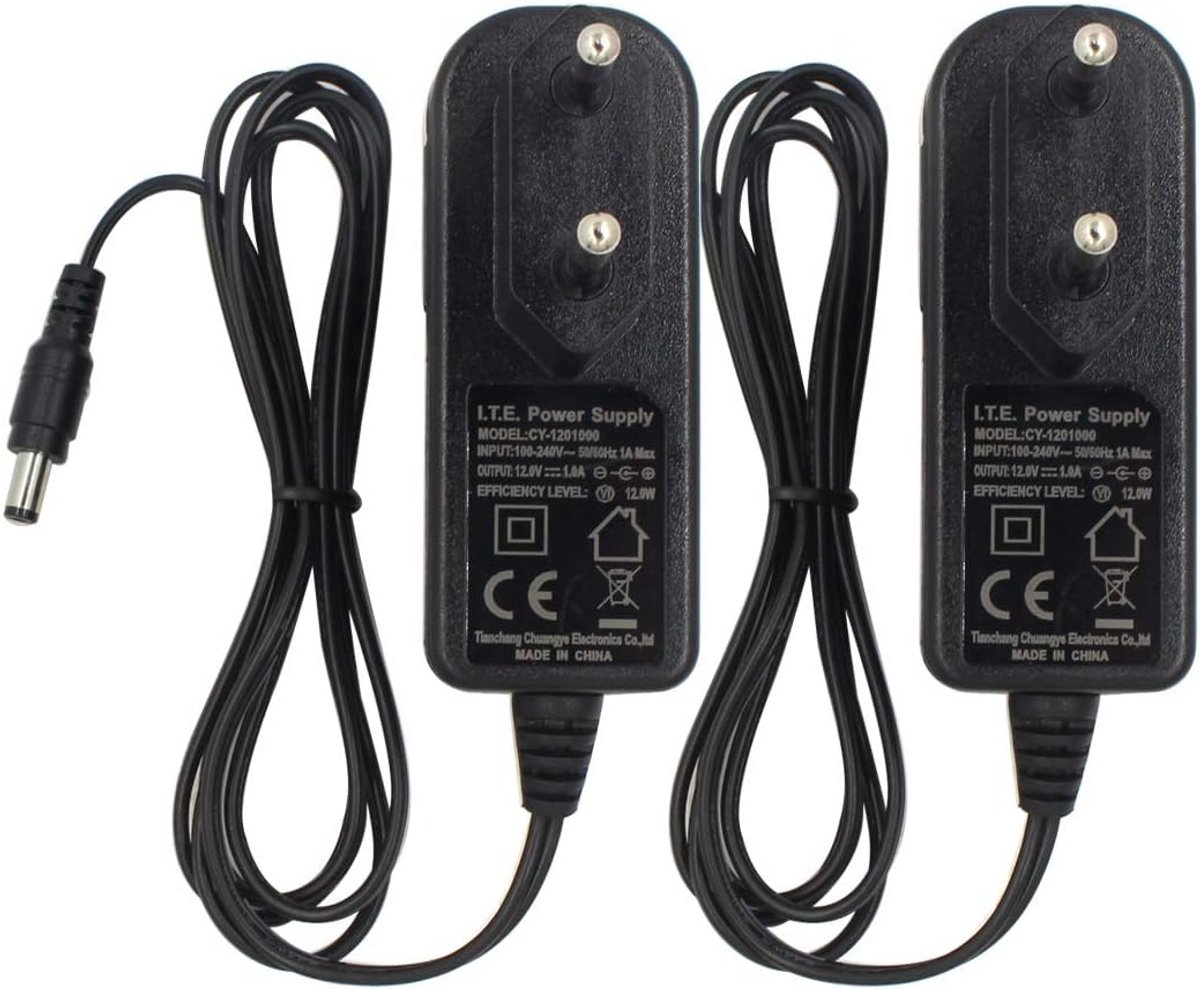 Set van 2x 12V 1A Lichtnetadapter voor Camera en LED Stripvoeding