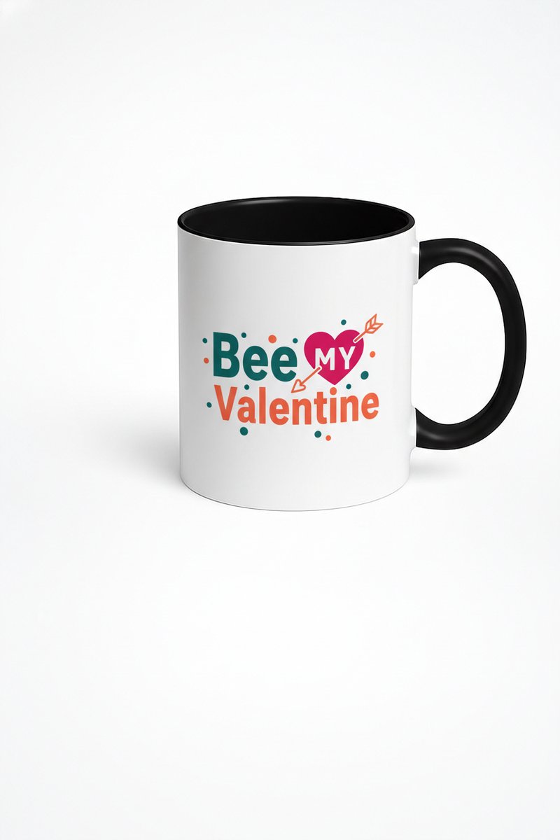 Valentijn Mok "Bee My Valentine" met Hart & Pijl - Romantisch Cadeau