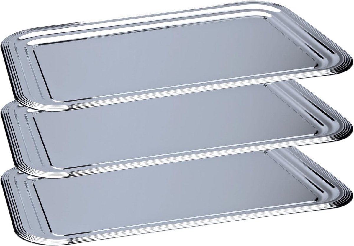 Set van 3 Serveerschalen Metaal - Buffet Presentatieschaal 53x32.5 cm