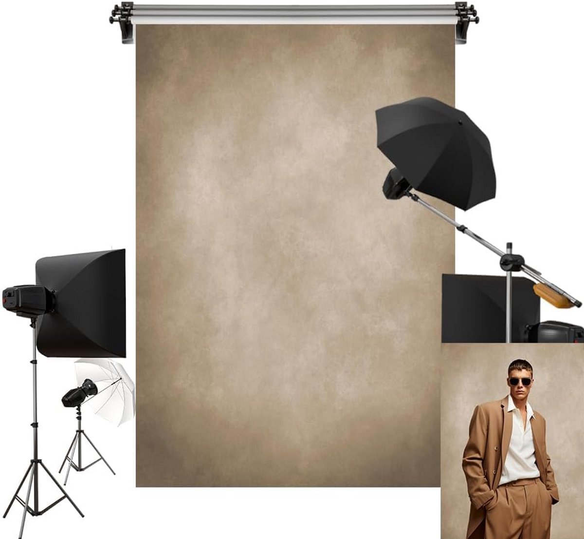 Beige Bruin Fotografie Achtergrond Microvezel Naadloos 1.5 x 2.2m voor Portret Studio