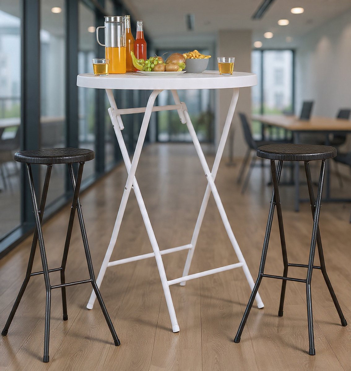 Bar Stool 2 Pieces, Weatherproof, 80 cm High, Bar Chair, Plastic, Round, Black-Casa Serena – 80 cm – Casa Dorada