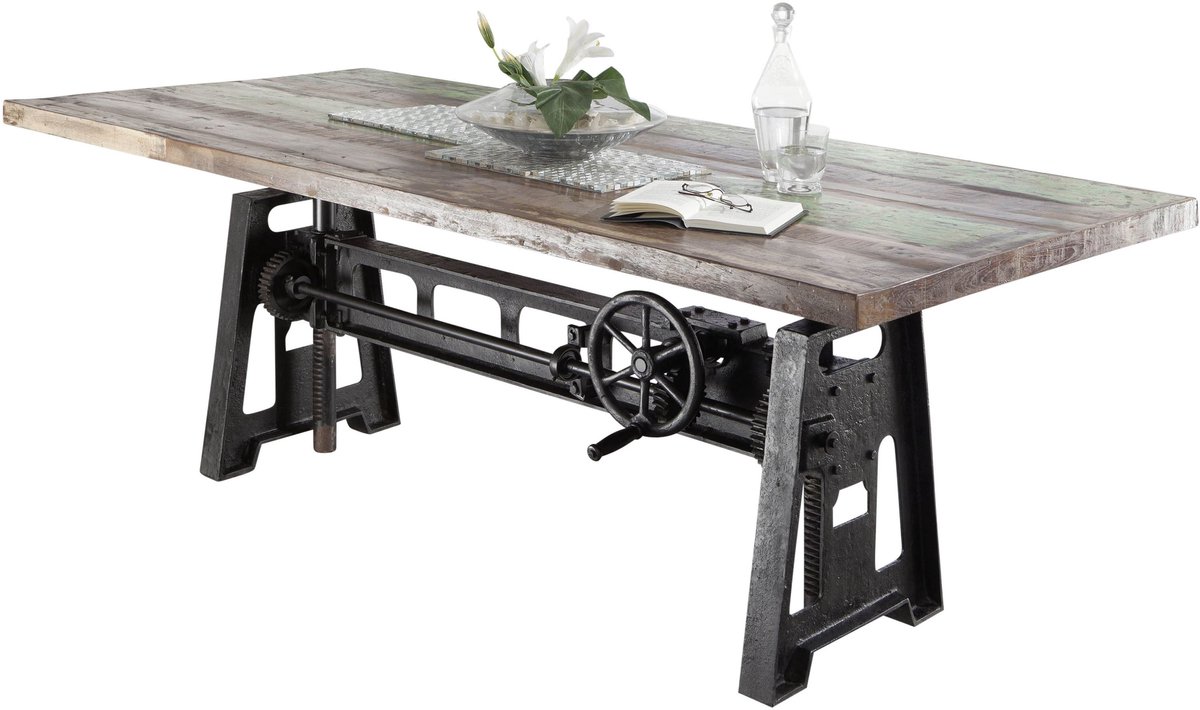 MASSIVMOEBEL24.DE INDUSTRIAL #23 eettafel veelkleurig gelakt sloophout 200x100x75 cm (BxTxH)