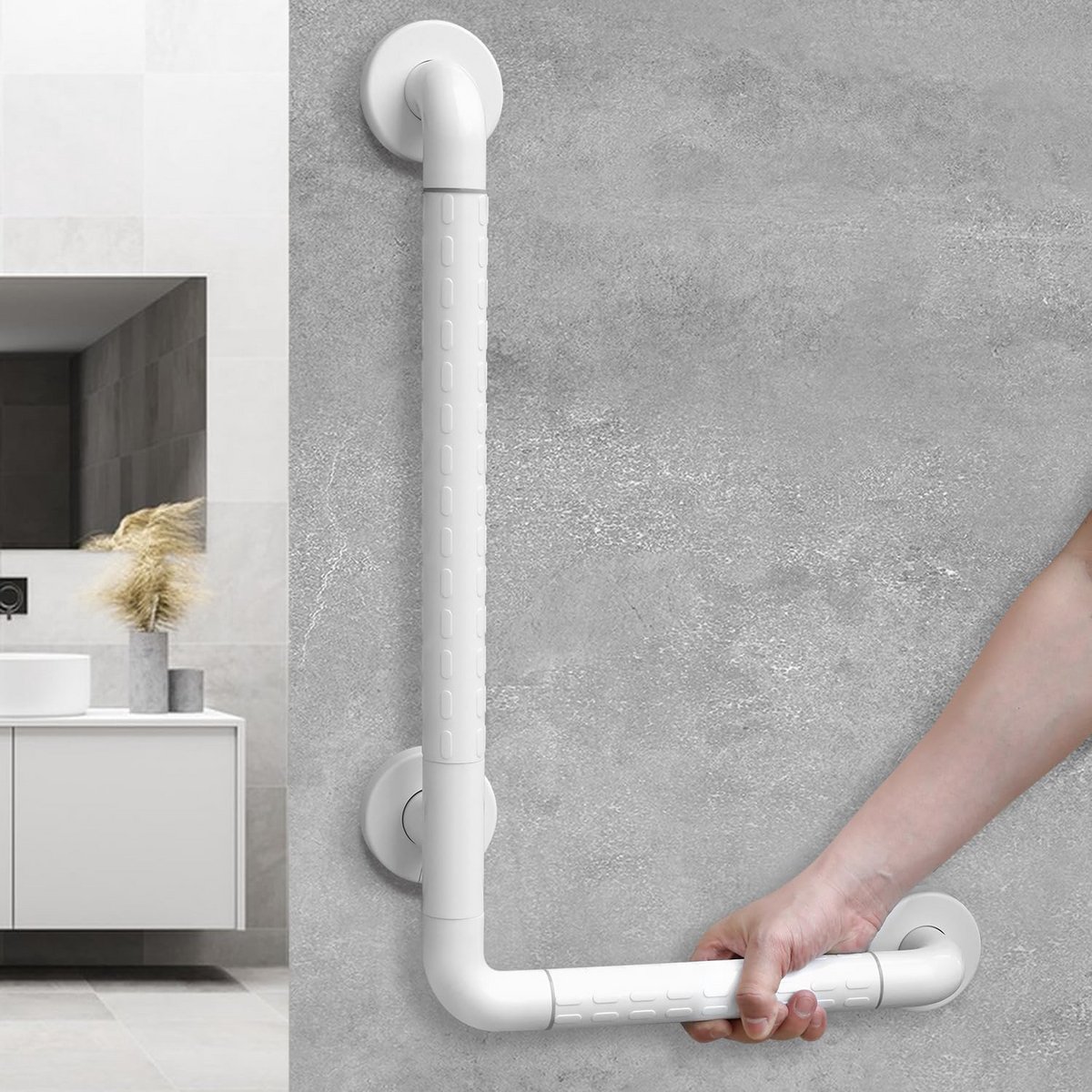 Antislip Badkamer Handgreep - Douche Grijpstang L-vorm 40 x 60 cm