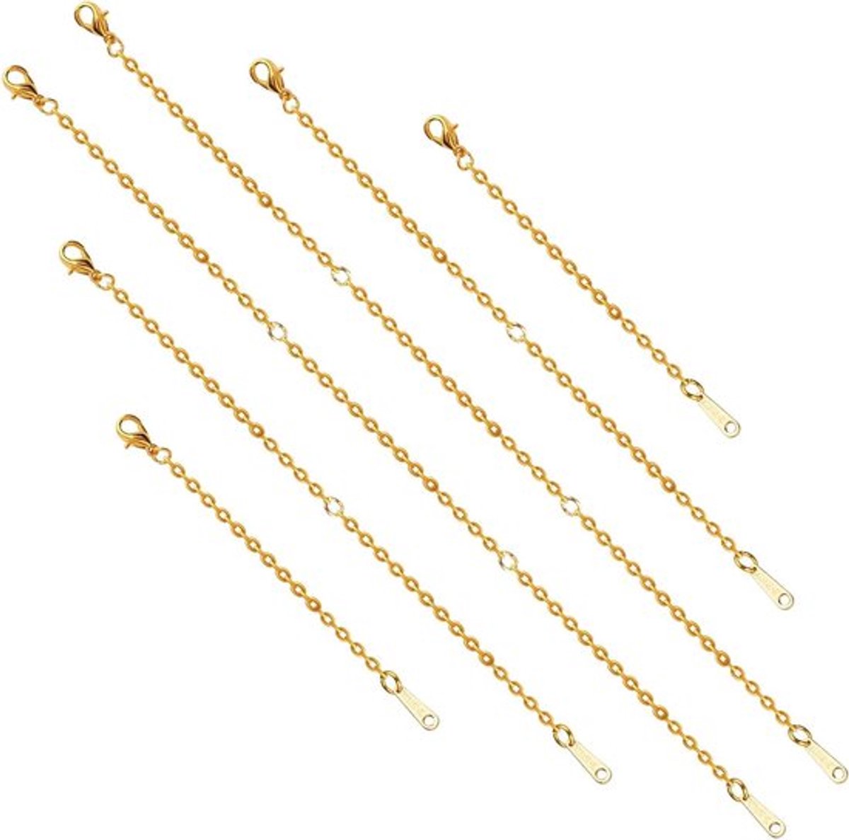Kettingverlengingskettingen - Roestvrijstalen Sieradenverlengers - Karabijnsluiting - Ketting Armband Enkelband - 6 Stuks - Geschikt voor Sieraden - Goud.