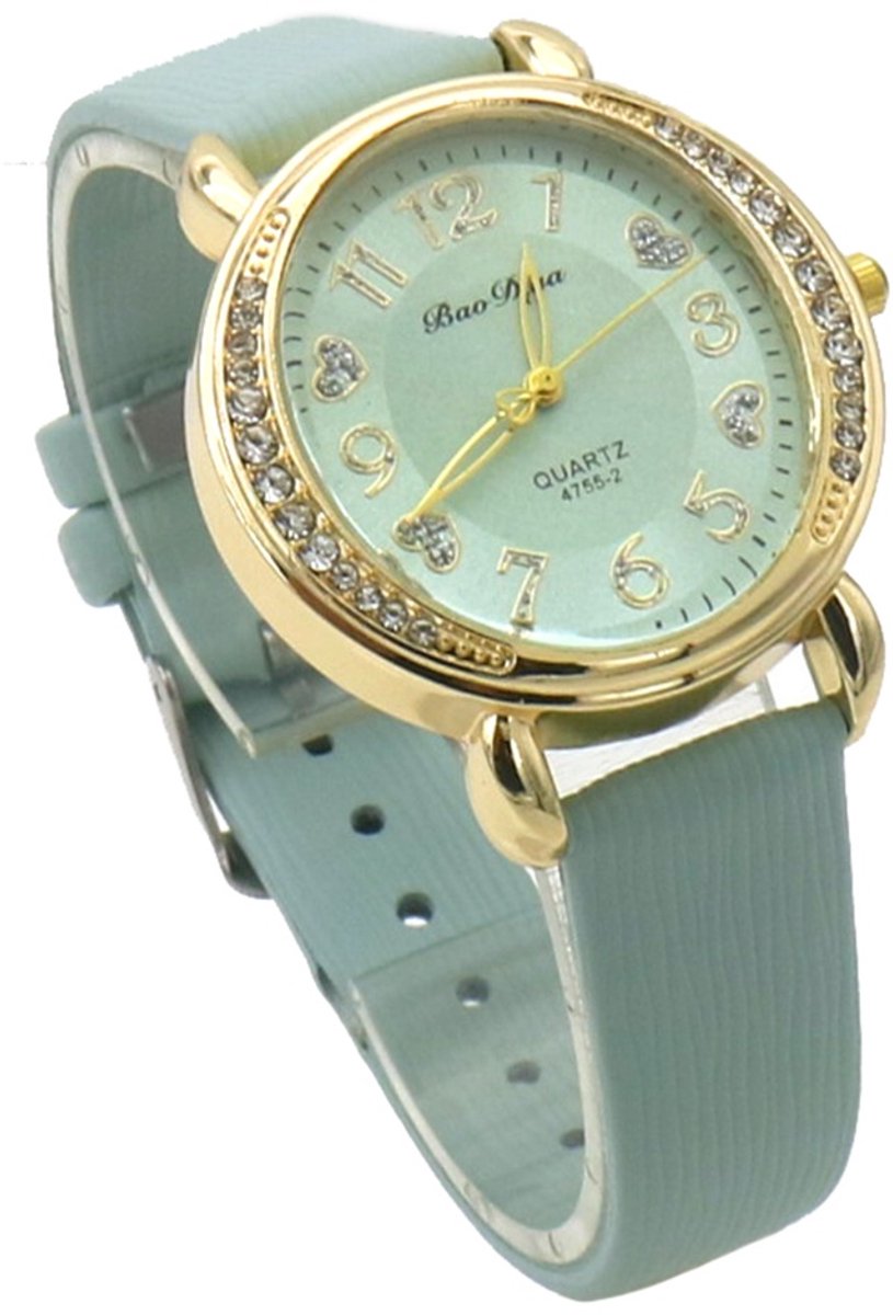 Horloge - quartz - PU band - groen - 36 mm