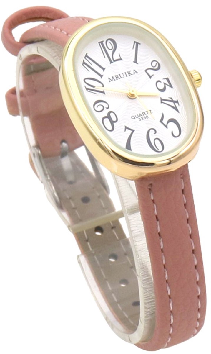 Horloge - quartz - PU band - roze - 36x22 mm