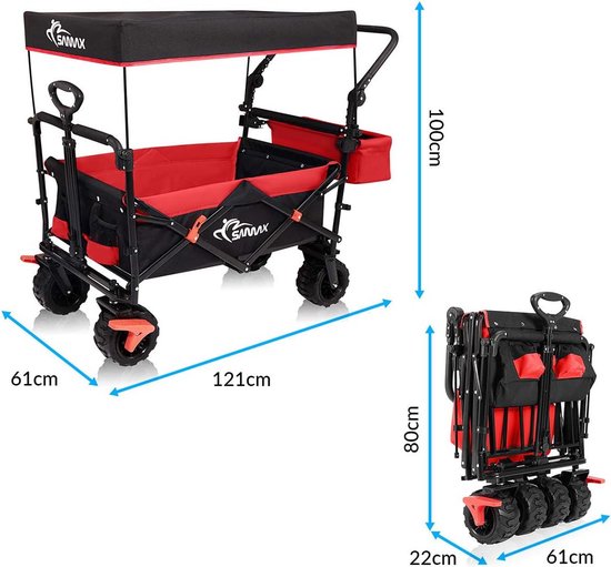 Opvouwbare Bolderkar met Dak - Handwagen voor Offroad Gebruik - Ideaal voor Tuin en Excursies van LifeGoods — afbeelding 5