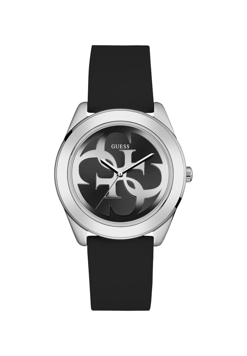 Guess G Twist Quartz Analoog Horloge Zwart Behuizing: 100% Roestvrij Staal| Armband: Siliconen 40 mm U0911L8M