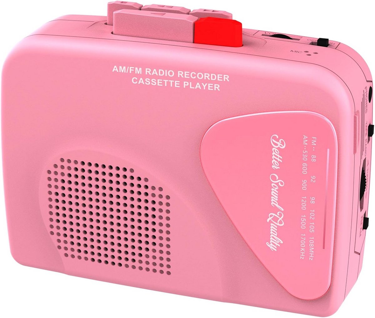 Draagbare cassetterecorder met AM/FM-radio en opnamefunctie