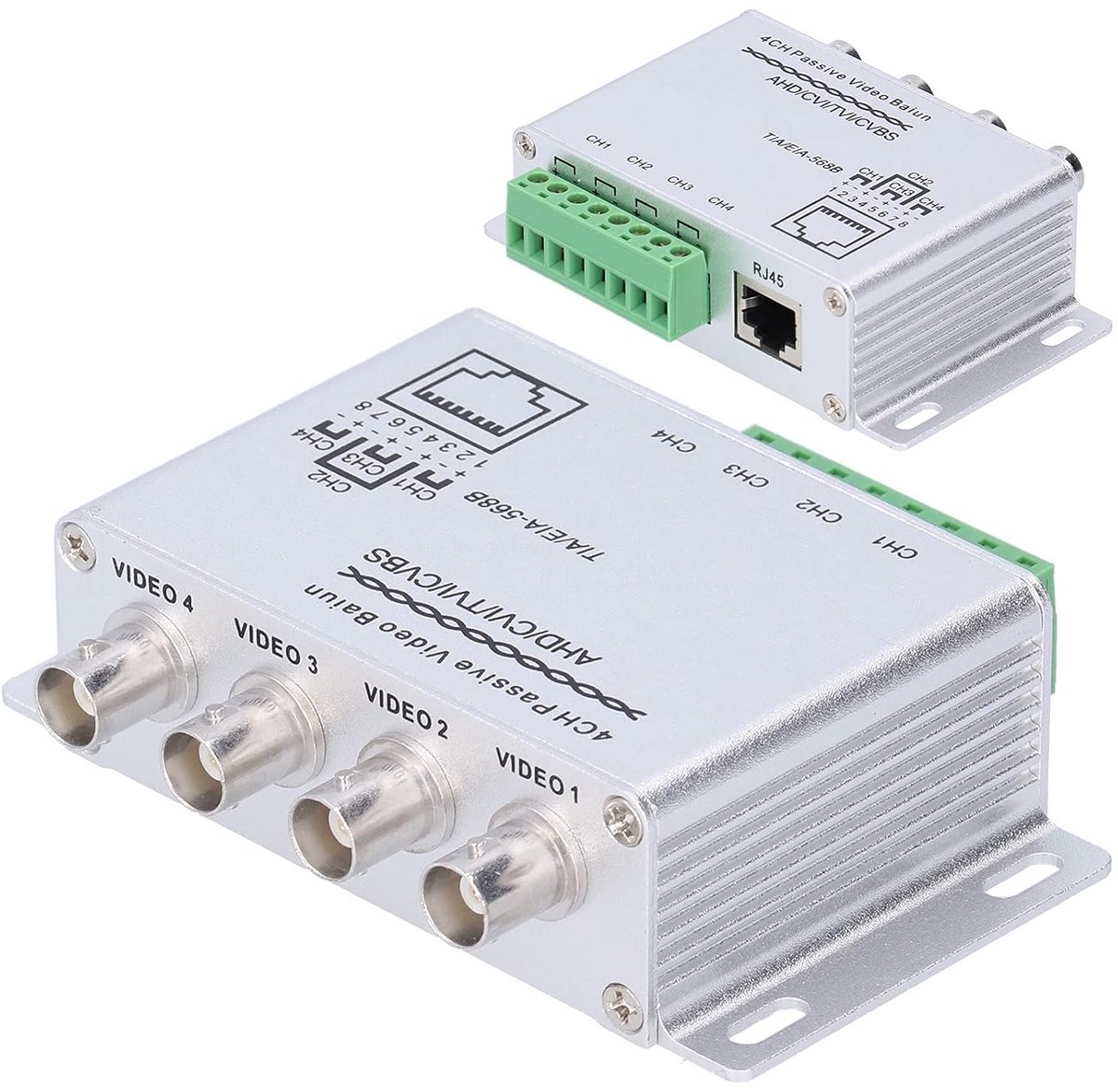 Passieve video balun 4CH voor AHD CVI TVI CVBS - UTP converter voor HD beelden