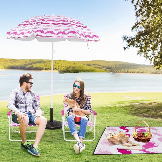 KOMFOTTEU Set van 4 strandset, 2 ligstoelen, 1 tapijt, 1 parasol φ 175 cm, Campingstoel, klapstoel, belasting 150 kg van Merkloos — afbeelding 3