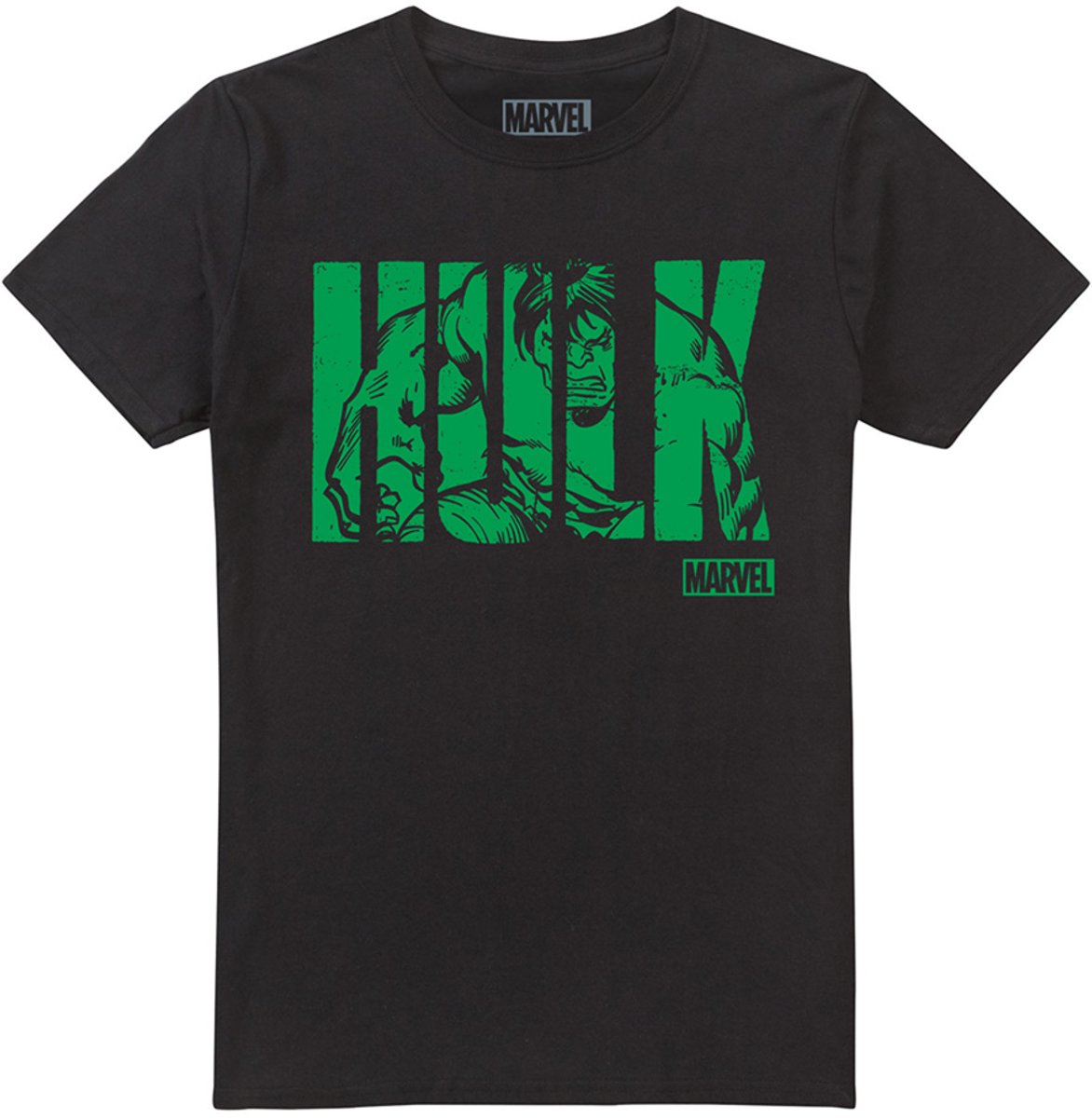 Marvel Hulk Text Heren T-Shirt - Zwart - M