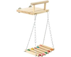 Sander Shop Vogelzitstokken kooispeelgoed, papegaai houten platform, oefenstandaards met houten schommel, reuzenrad kauwen voor parkiet Conure Valkparkiet Budgies Kolibrie
