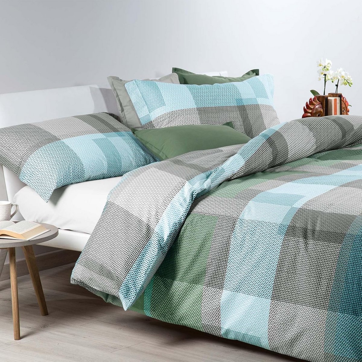 Beddengoedset voor tweepersoonsbed in taupe - 100% katoen