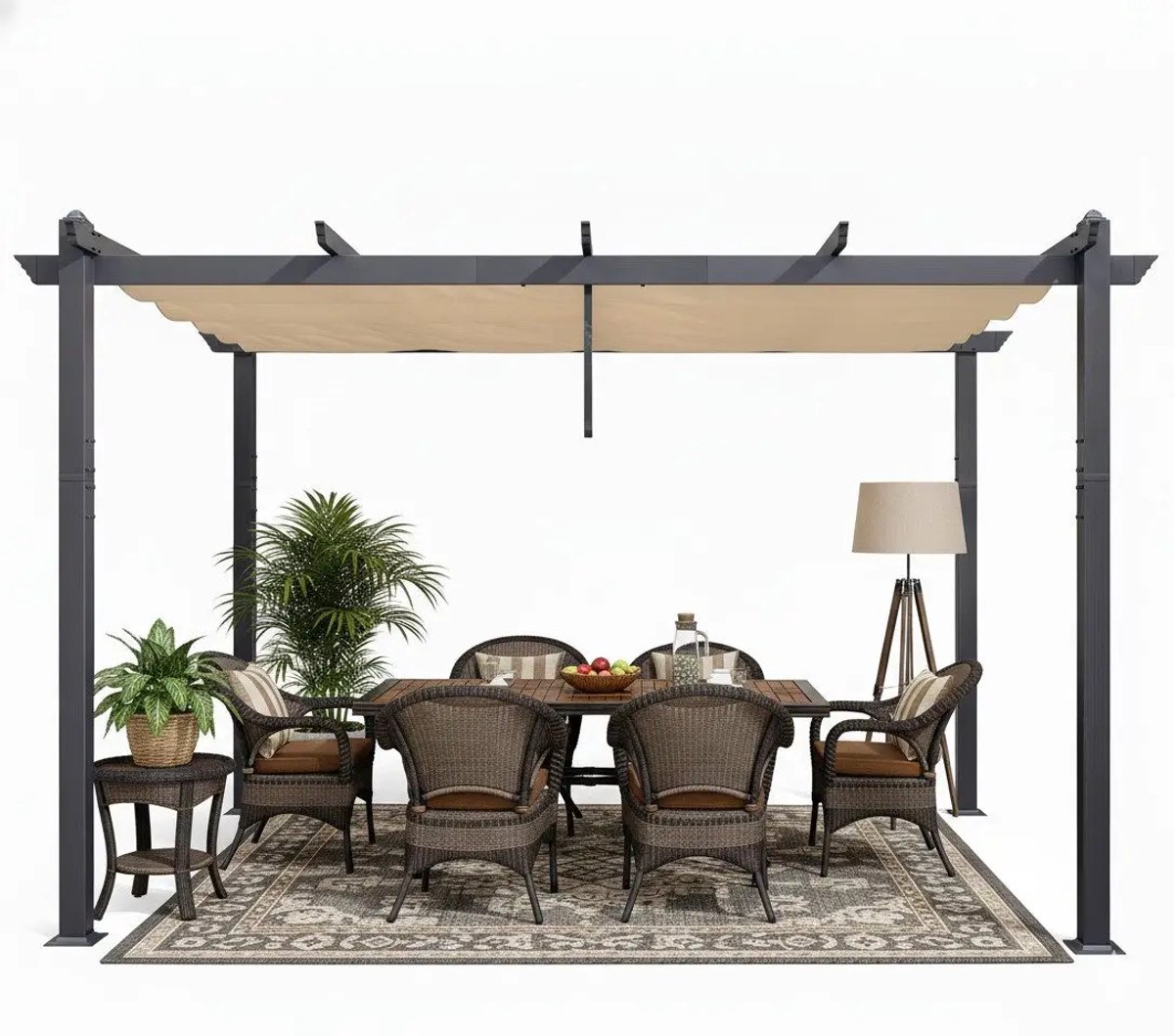PURPLE LEAF Pergola – Stevig Aluminium Frame – Verstelbaar Zonnedak – UV-bestendig Doek – Roestvrij en Weerbestendig