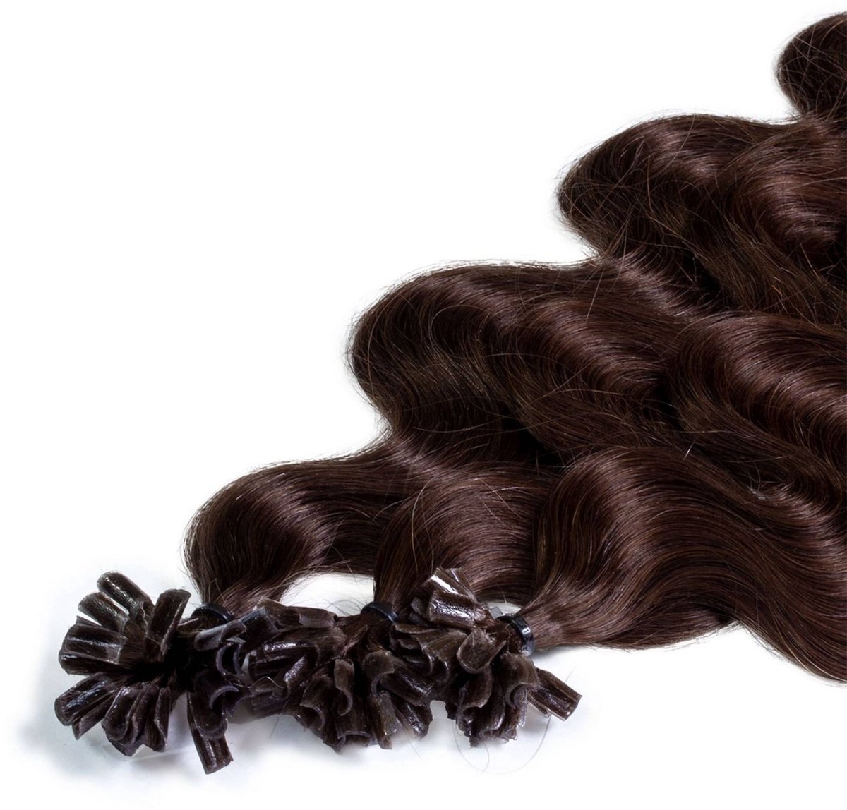 hair2heart Premium Extensions Echt haar Bondings Gegolfd - 25 strengen 0,8 g 50 cm 6/3 donkerblond goud