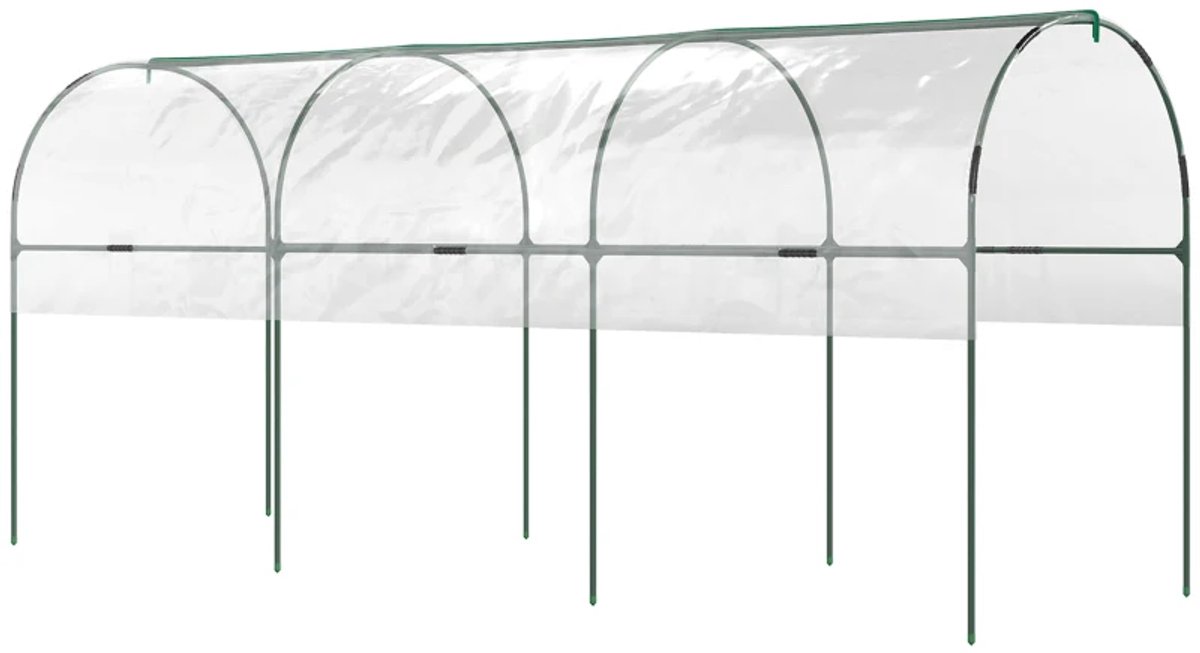 Winterbestendige Kas met Gebogen Dak - Grondankers - Tuinkas - Foliekas - Broeikas - Kweekkas - Tomatenkas - Groentekas - Plantenkas - voor Groenten, Bloemen, Planten - 400 x 120 x 170 cm - Transparant