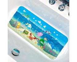 BOPPIE PVC badmat, grote rechthoekige antislip douchemat voor kinderen met grappige cartoonfiguren en honderden zuignappen