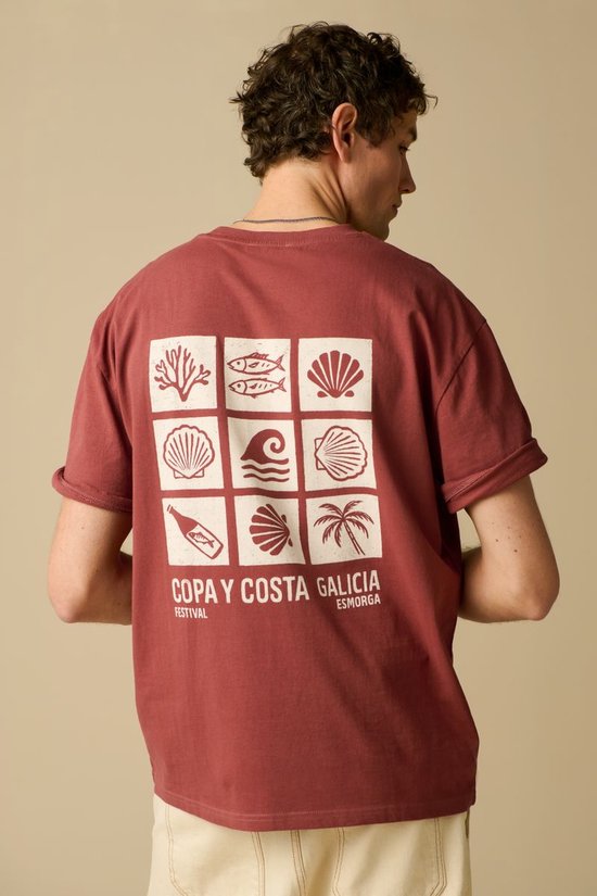 Donkerrood T-shirt Met Artwork