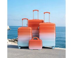 Omslag van STILVORA Kofferset Spinner – 4-Delig 14 20 24 28 Inch – Polycarbonaat – Rood – Reiskoffers Met Afneembare Beautycase – Cijfercodeslot