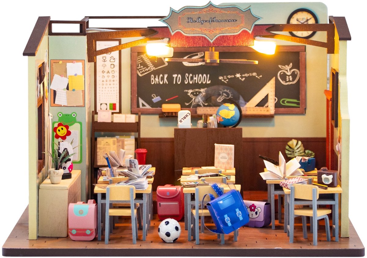 Klaslokaal - 3D Puzzel met Handleiding - DIY - Miniatuur Modelbouw Hout Kinderen en Volwassenen - Houten bouwpakket - Assemblr