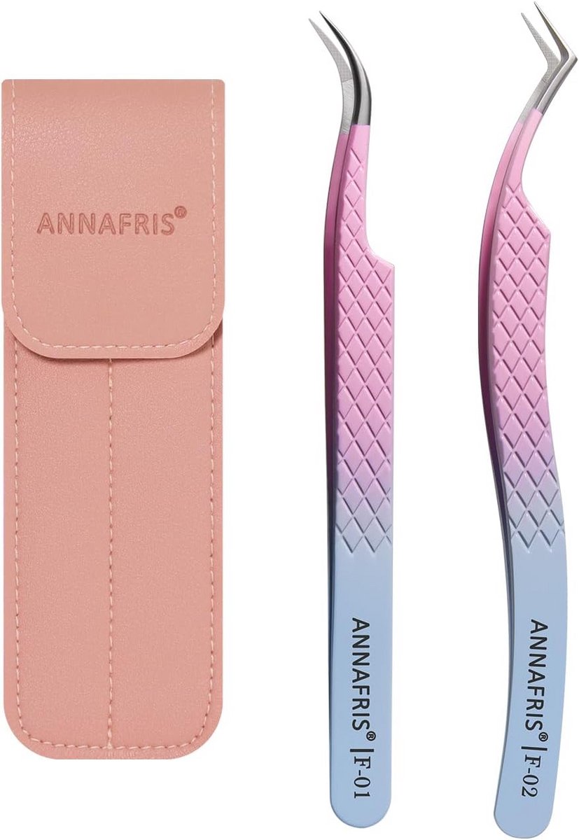 Set van 2 Precisie Pincetten voor Wimperverlenging en Volume Waaiers