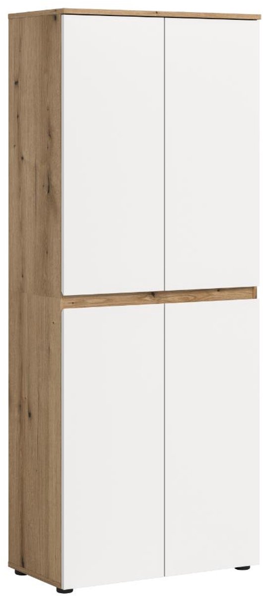 Scarpa kledingkast 4 deuren eik decor, wit.
