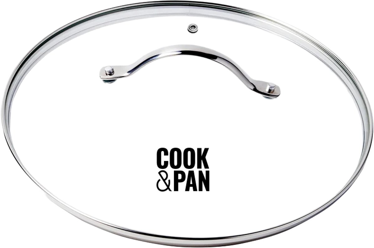 Cook & Pan Universele Pannendeksel – Ø 24 cm – Ovenbestendig – Gehard Glas – Vaatwasserbestendig – Hittebestendige Handgreep