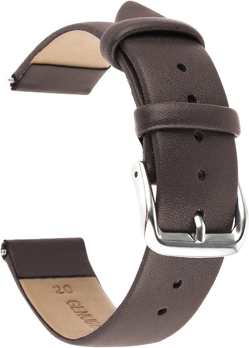 Leren Horlogeband Vintage Stijl Voor Universele Vervanging - Soft Kalfsleer met RVS Gesp - 18mm, 20mm, 22mm