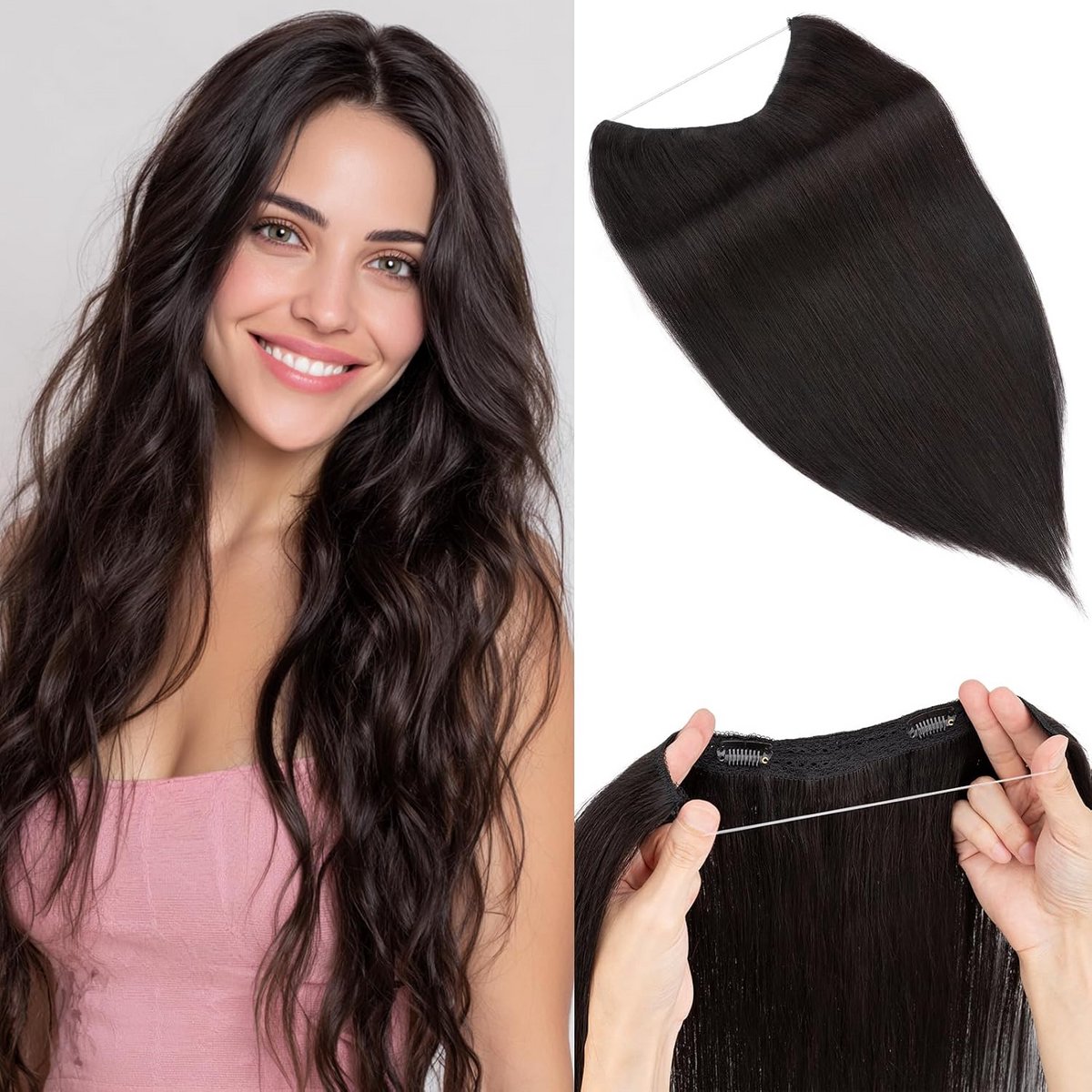 Onzichtbare Draad Clip-In Haarverlenging 45CM - Eén Stuk Echt Menselijk Haar