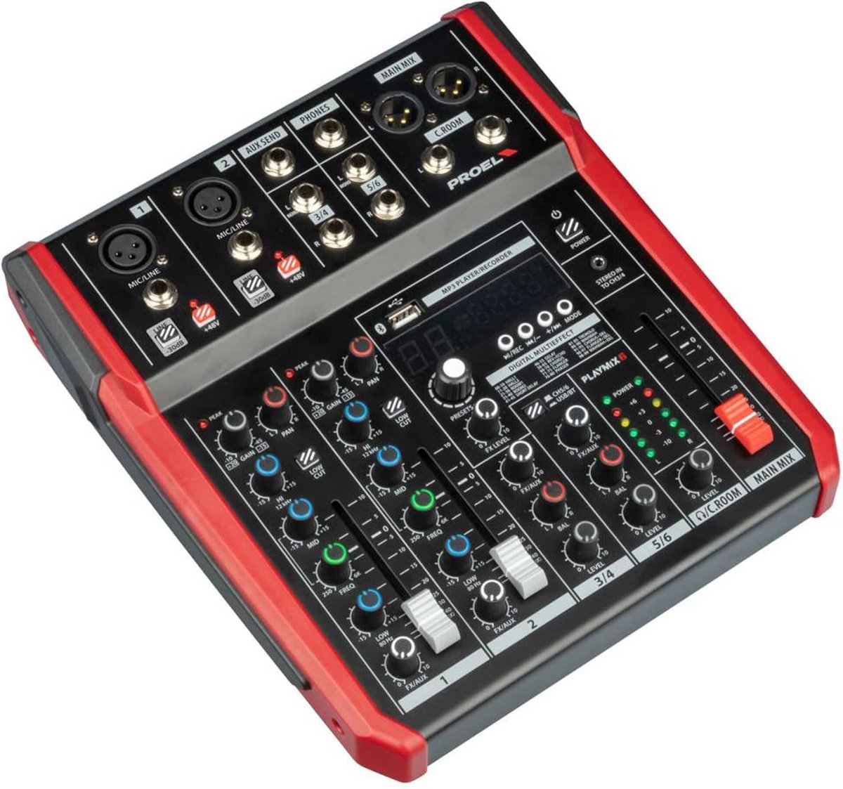 Compacte Audio Mixer met 6 Kanalen en Ingebouwde USB Interface
