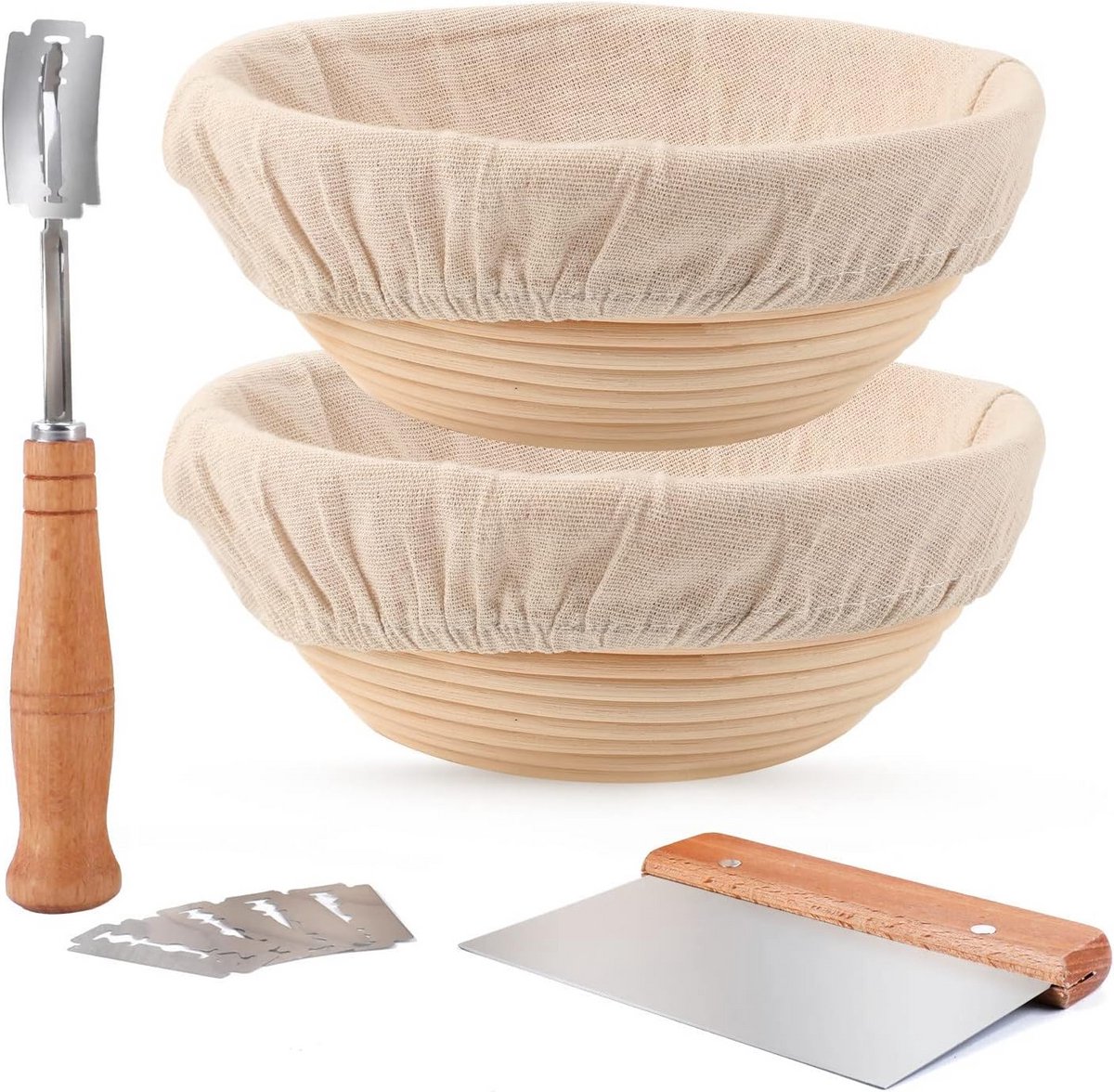 Ronde Banneton voor Brooddeeg: 8,5 inch Proofing en Rijsmand met Liner