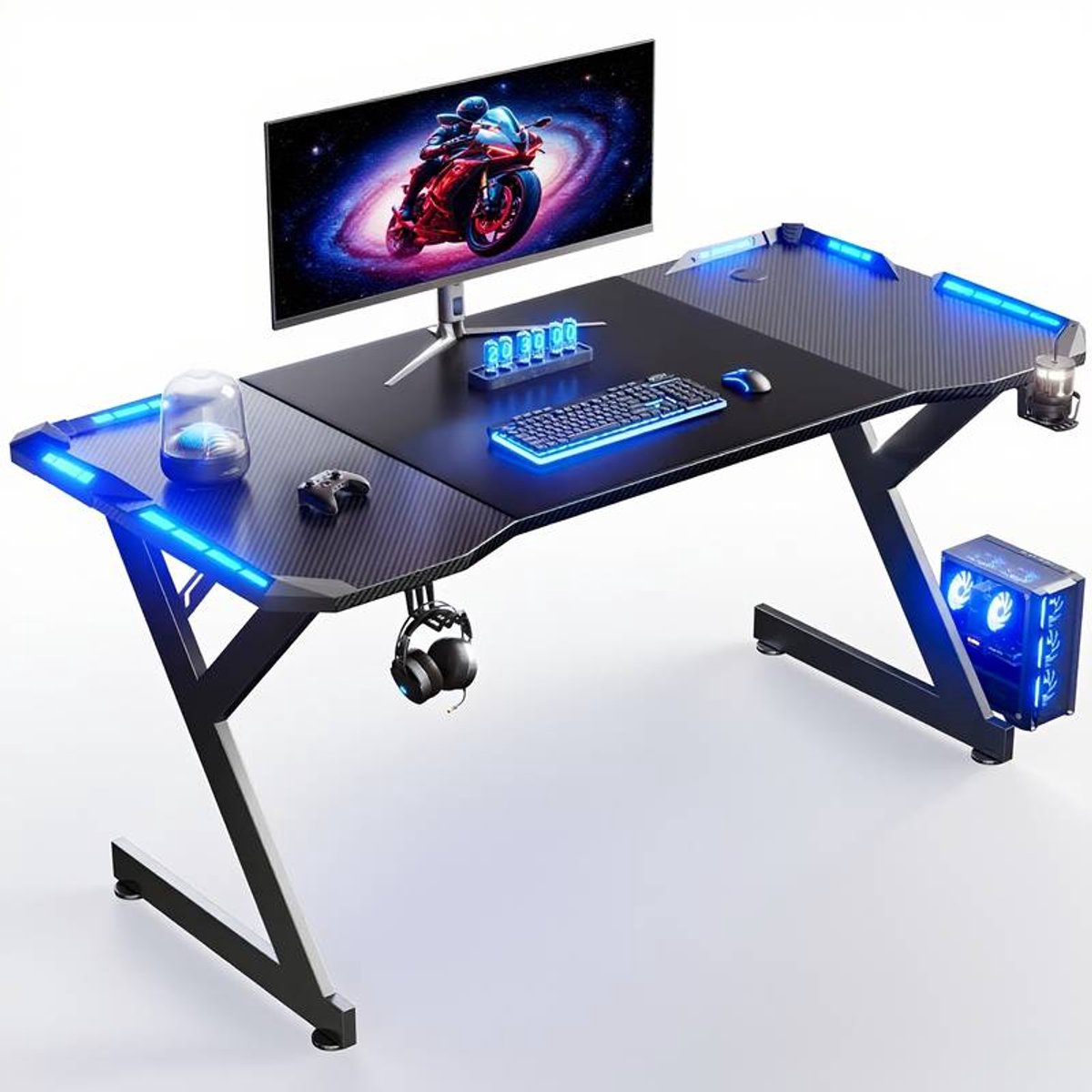 Vrijstaand Laptop-/Computerbureau – Hardhouten Spaanplaat – USB Aangedreven – Zwart – Geassembleerd – Compact en Ergonomisch
