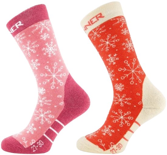 Sinner CHAUSSETTES DE SKI ENFANTS - Rose Neige/Rouge - Taille 35-38
