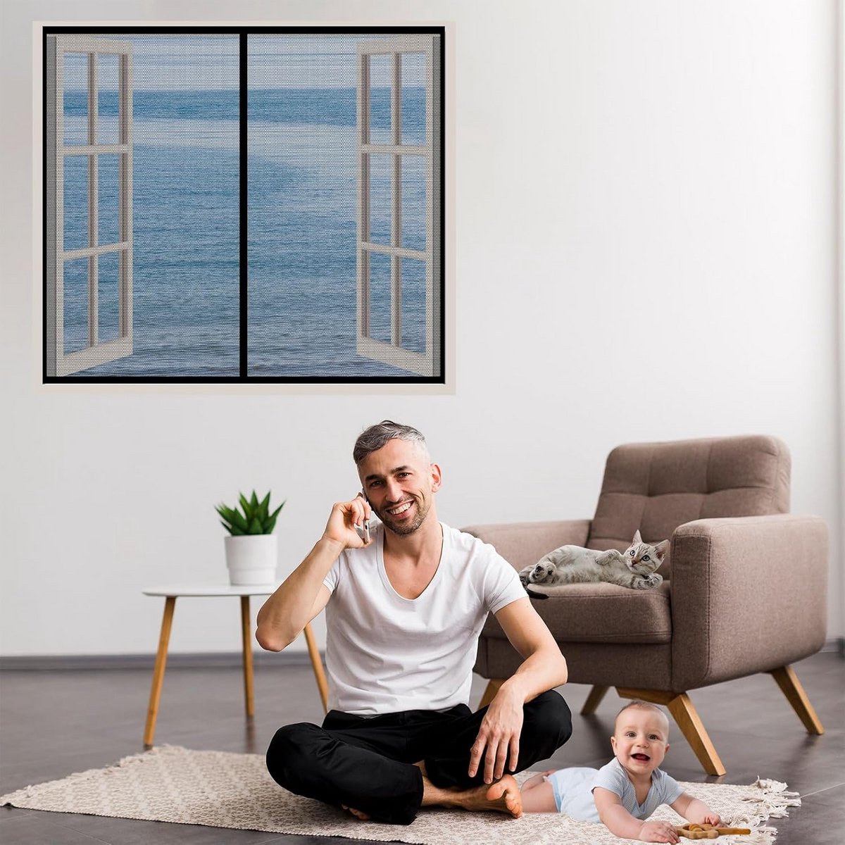 Horren voor Ramen met Magnetische Sluiting 90x115cm Zwart Vliegengaas