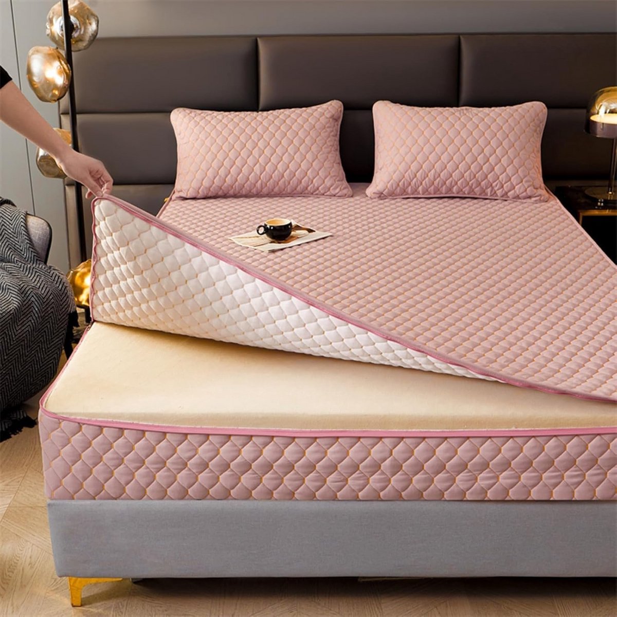 Matrasbeschermer - Matrashoes Beschermhoes - Matras Beschermen - 360 graden rits - Standaard maat - Roze