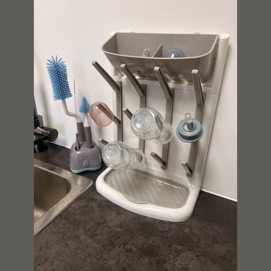 TSD goods - Flessen Droogrek - Flessenrek Baby - Droogrek Voor Baby Flessen - Baby Voeding - Wit & Grijs Staand — afbeelding 4
