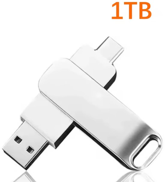 Lordani 2-in-1 Usb Stick | 1TB Snelle USB Flash Drive | Perfecte Opslag voor Foto's, Video's, en Bestanden | Geschikt voor iPhone, Samsung en Externe Gegevens opslag, Plug-and-Play, Draagbare USB Stick