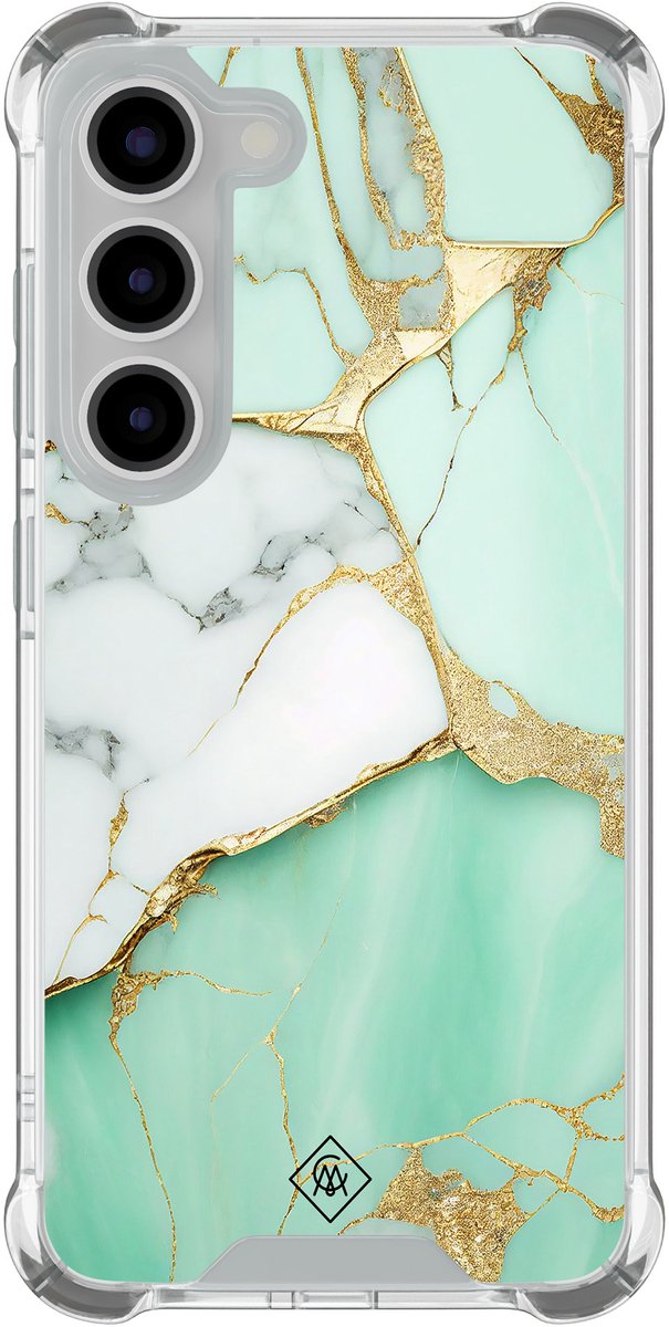Casimoda® hoesje - Geschikt voor Samsung Galaxy S23 - Emerald Flowers - Shockproof case - Extra sterk - TPU/polycarbonaat - Groen, Transparant