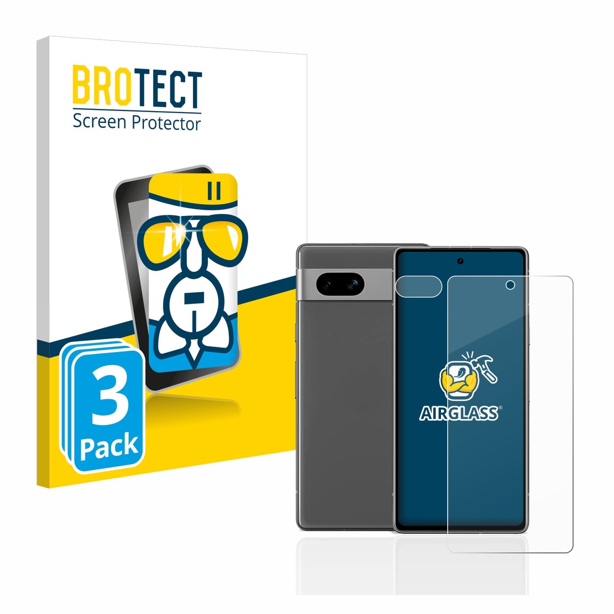 Screenprotector 3 Stuks voor Google Pixel 7a (Voor+Camera) Beschermglas transparant